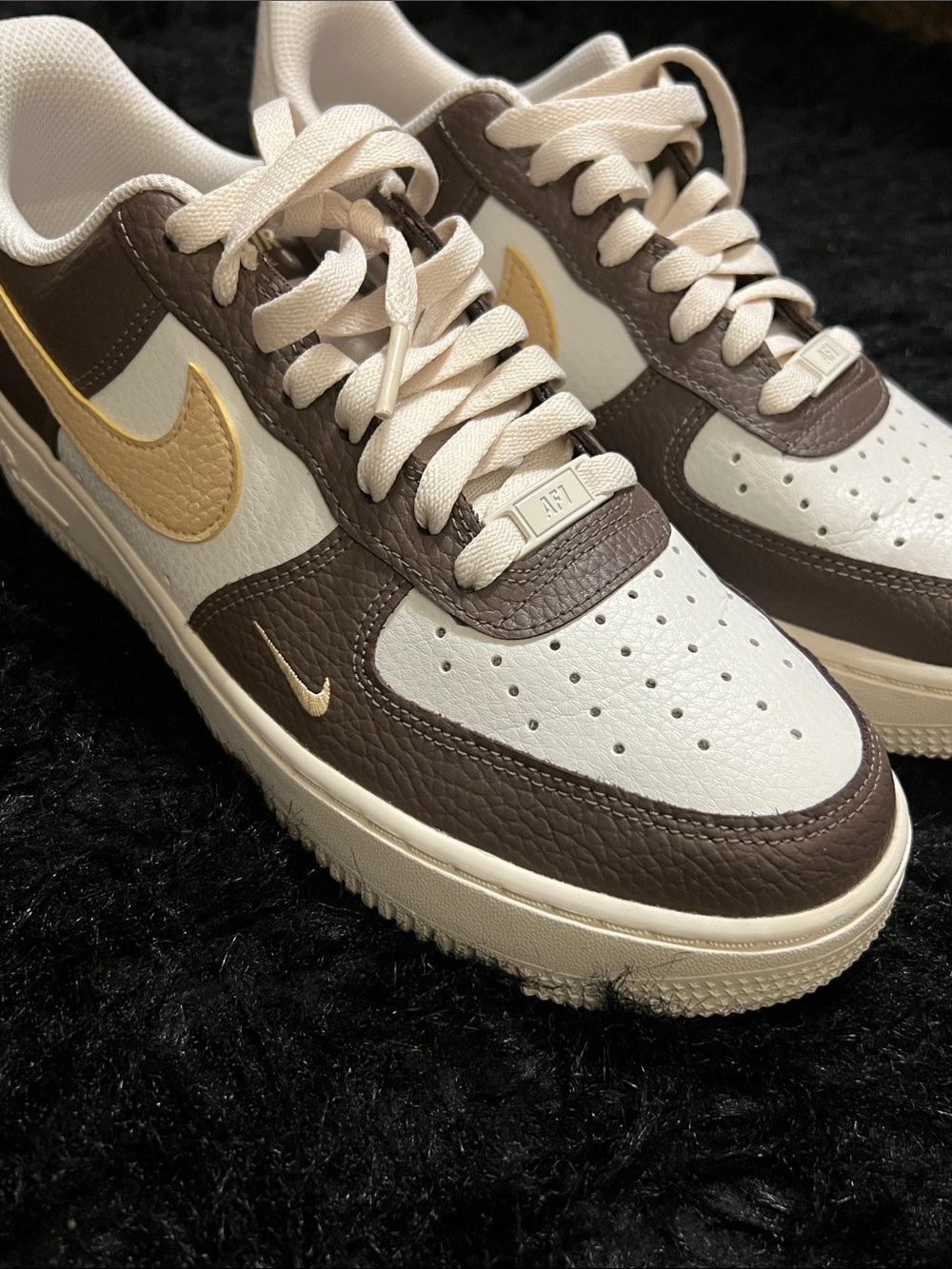 Women’s Nike Air Force 1 Low — White, Brown and Gold
